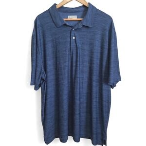 PGA TOUR Men's Airflux Golf Polo Blue Heather Size XXL Stretch Performance Shirt